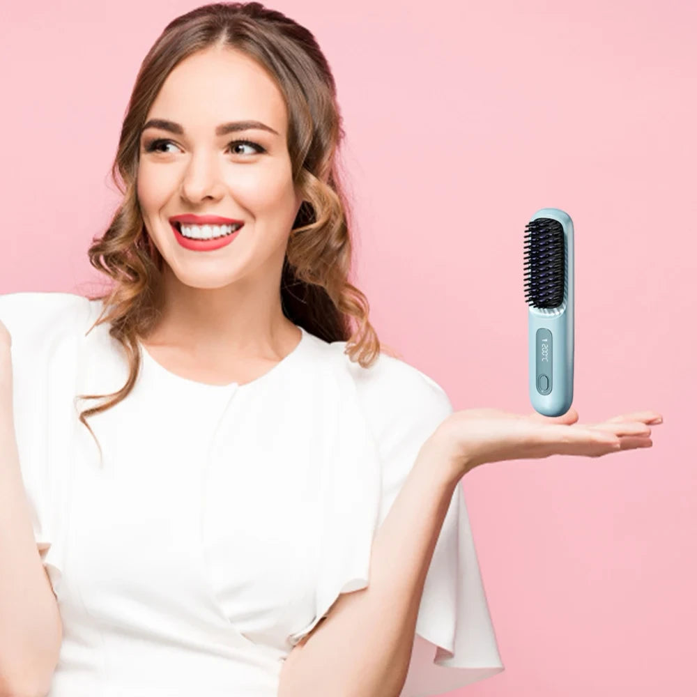 Portable Cordless Hair Straightening Brush